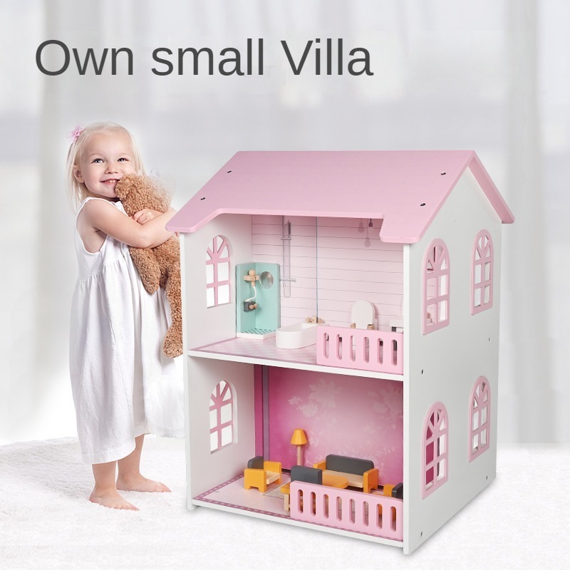 2023 New arrival stock children dress up toy girl DIY doll house Princess Castle big villa cottage girl toy wholesale