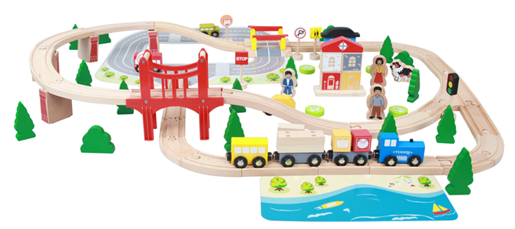 Fengyuan 2016 kids toy 115213 30pcs wooden toy train