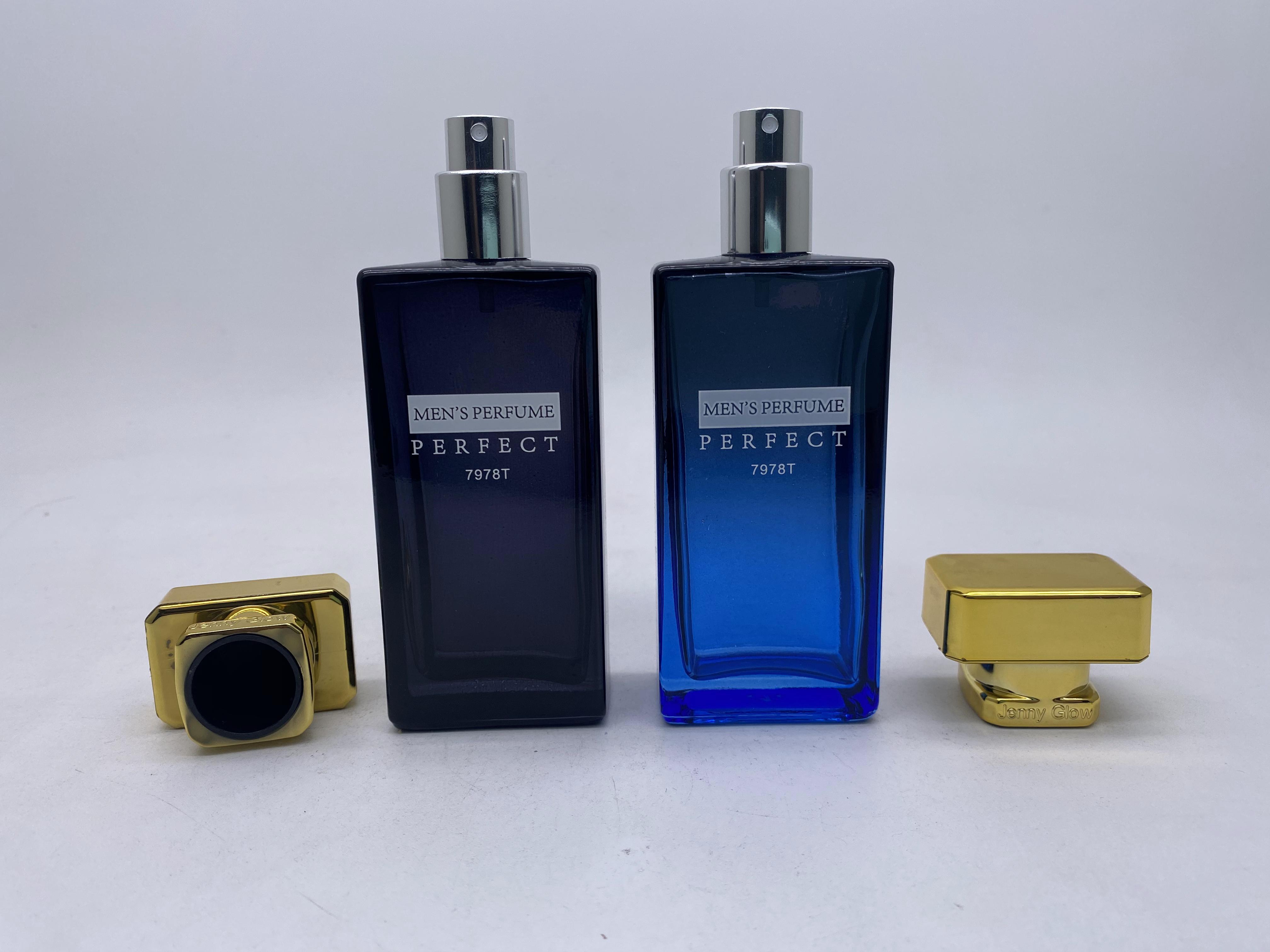 50ml rectangle dark blue perfume glass bottle for men