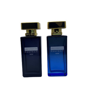 50ml rectangle dark blue perfume glass bottle for men