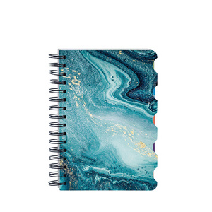 Custom A5 double Spiral Journal lined notebooks marble pattern agenda notebook with index tabs Stationery supply