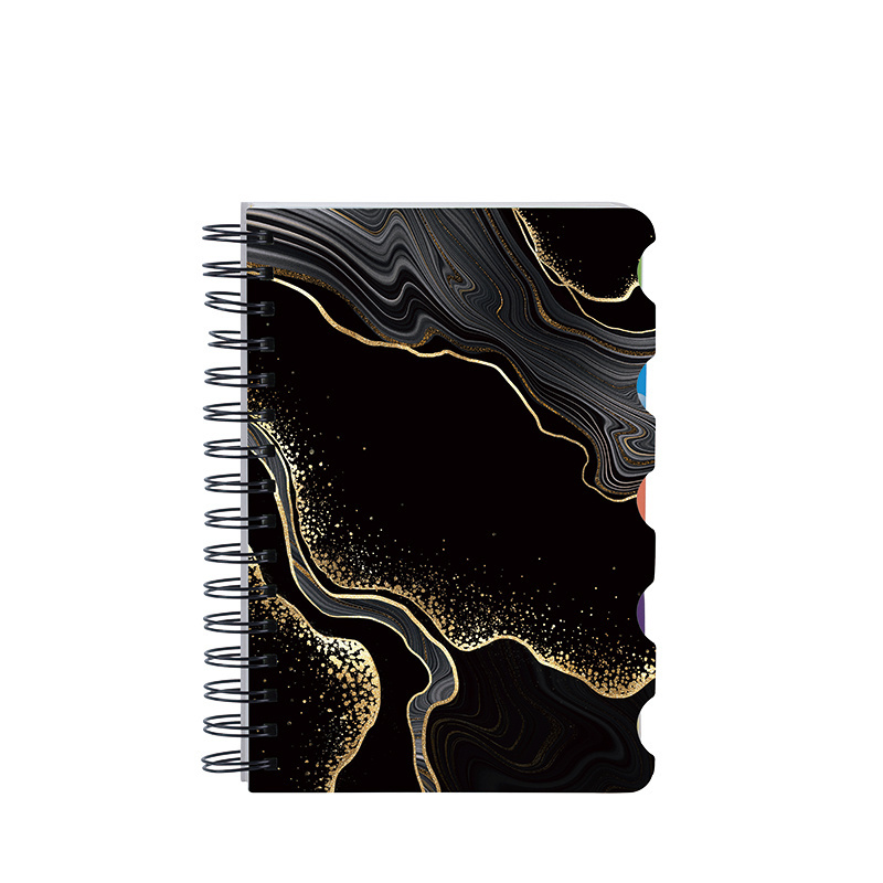 Custom A5 double Spiral Journal lined notebooks marble pattern agenda notebook with index tabs Stationery supply