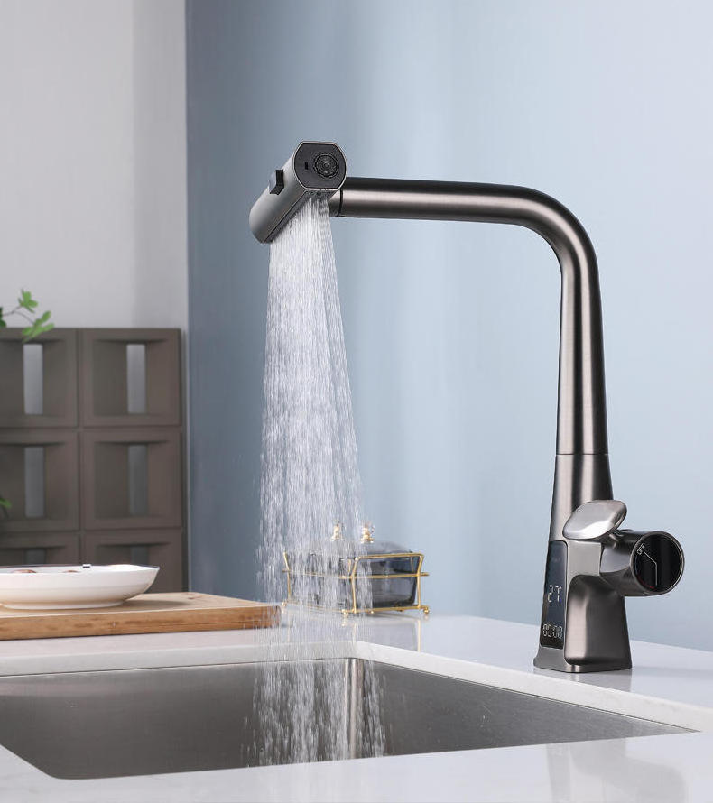 Waterfall Sink Kitchen Rotation Flying Rain Tap Faucet Hot Cold Mixer Sensor Smart Kitchen Faucet