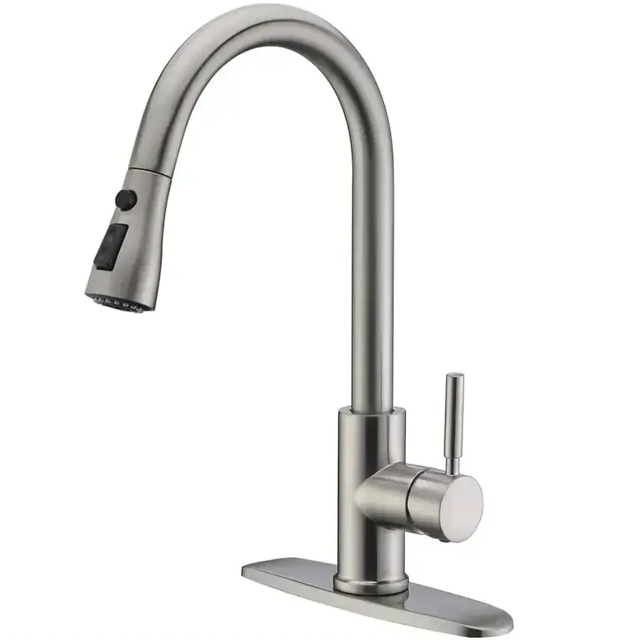 modern silver black gold 304 stainless steel flexible pull out down kitchen mixer tap sink faucet