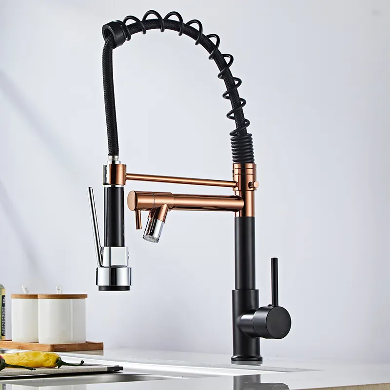 New Design Modern Commercial Spring Pull Down Sink Kitchen Faucet With Swivel Spout