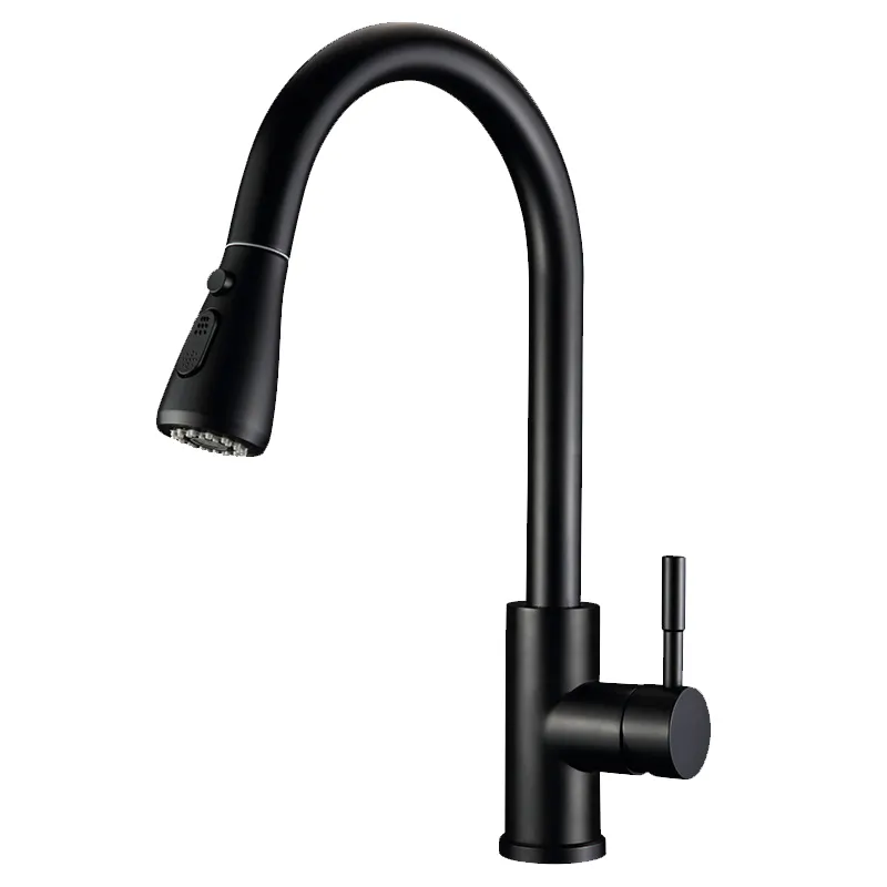 kitchen stainless steel faucet 304 water tap modern   taps brass pull out sprayer kitchen mixer sink faucets