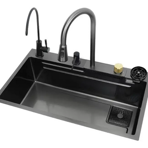 single basin kitchen sus304 black handmade stainless steel multifunction smart kitchen sink