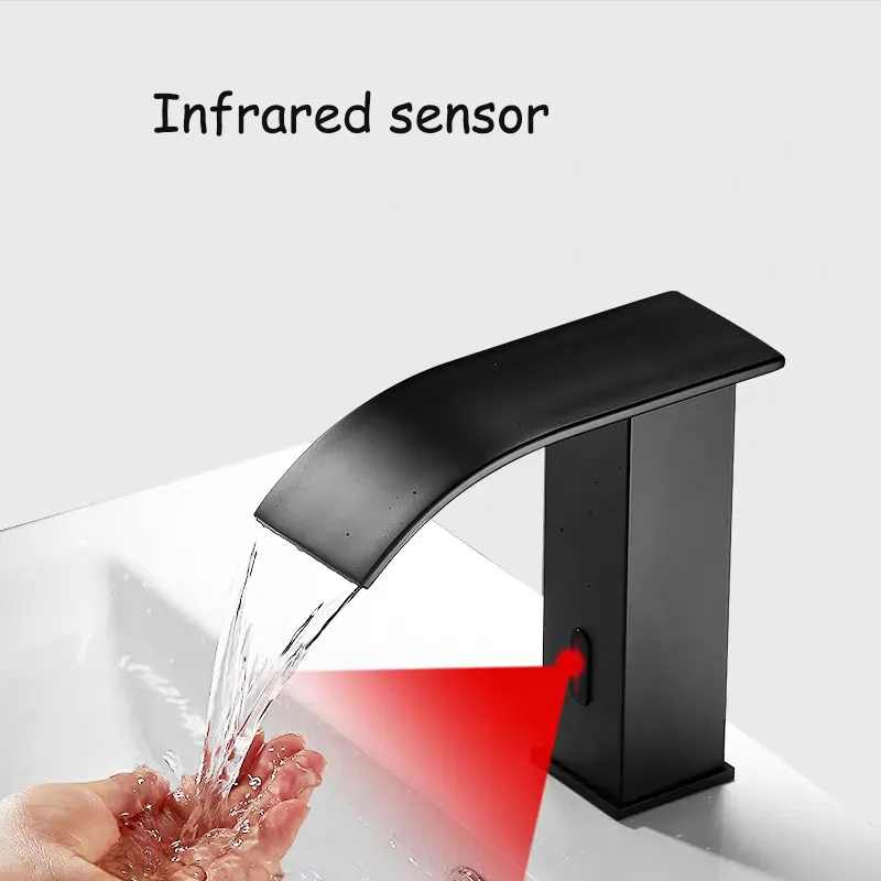 Touchless  stainless steel sensor faucet induction sink water taps hand free smart infrared automatic faucet black