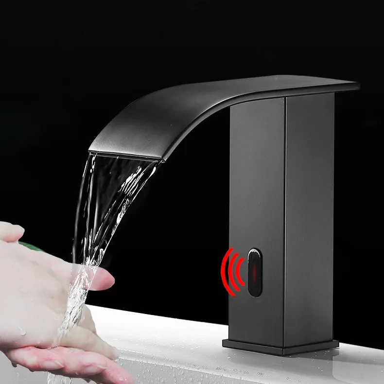 Touchless  stainless steel sensor faucet induction sink water taps hand free smart infrared automatic faucet black