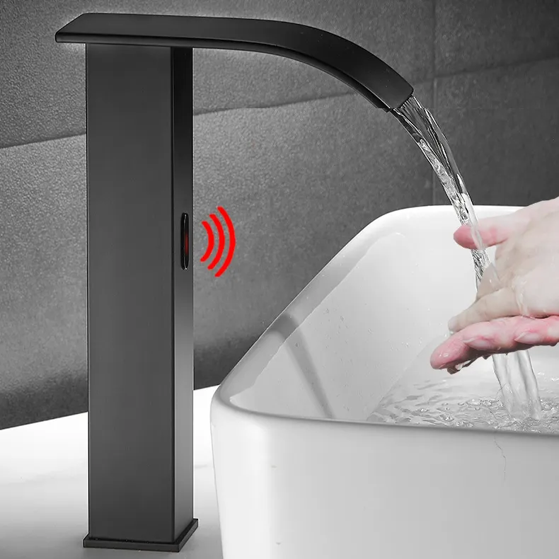 Touchless  stainless steel sensor faucet induction sink water taps hand free smart infrared automatic faucet black