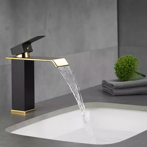 Bathroom Basin Taps Brushed Golden Basin Faucet Bath Mixer Waterfall Sink Faucet Basin Faucets