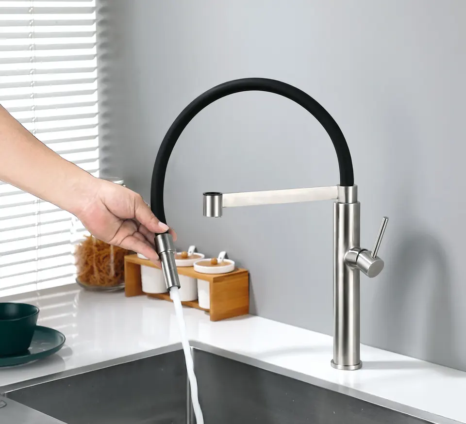 SUS304 Kitchen Sink Faucet Pull Down Kitchen and Bathroom Faucets Mixer Tap Silicone Hose Pull Out Faucet