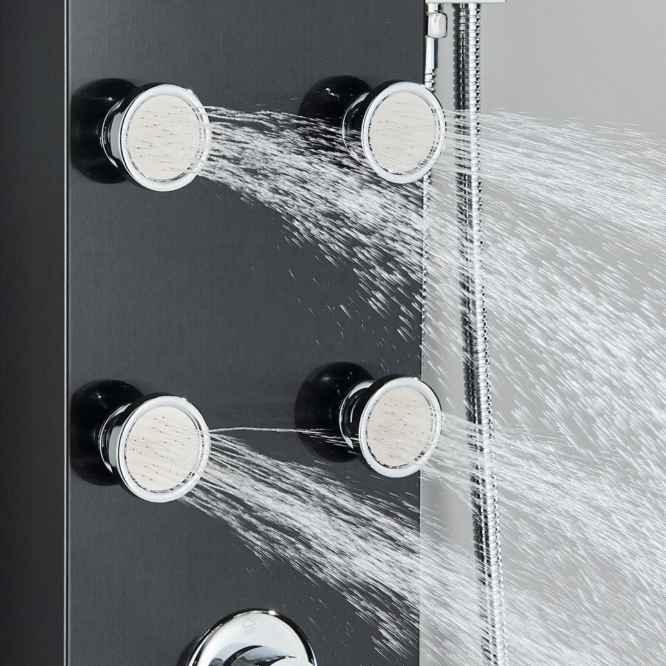 stainless steel wall mounted black shower column bathroom shower  panels