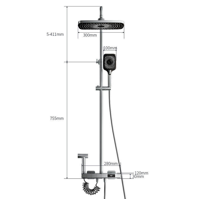 Best Selling Bathroom Wall-Mounted Hot Cold Shower Faucet Digital Thermostatic Four Function Piano Key Shower Set