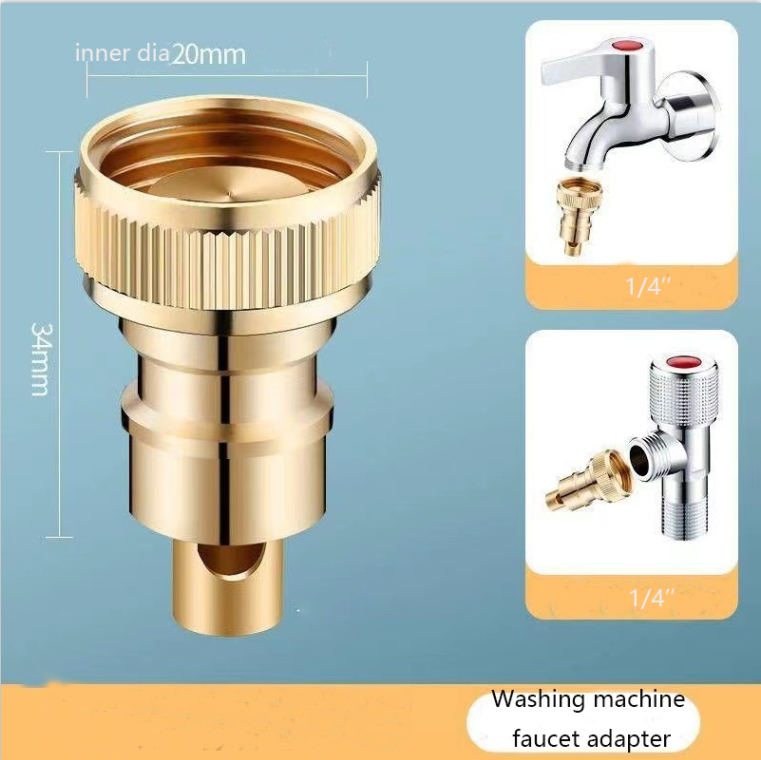 pure copper washing machine faucet adapter auto water stop accessory household 4'' water nozzle adapter