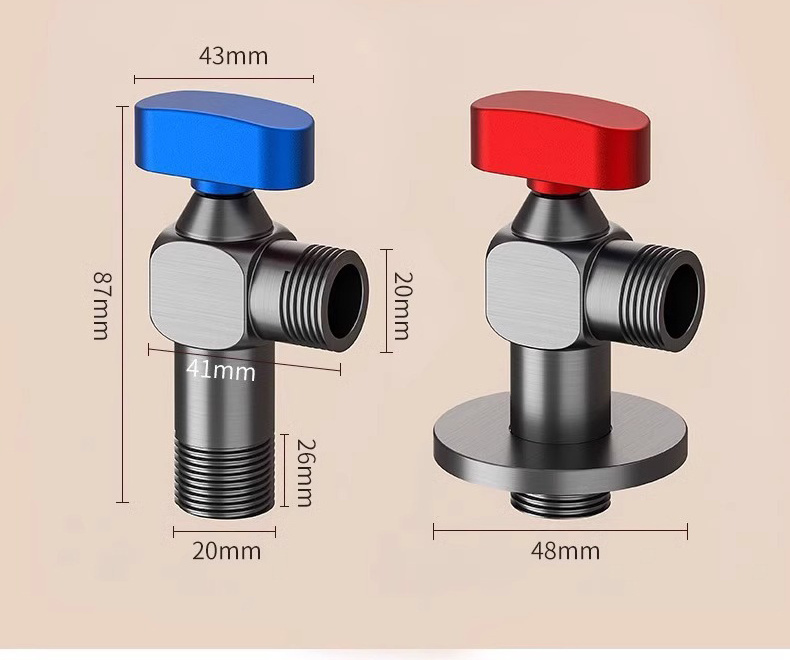 heater valve Bathroom High Flow Polished Angle Valve Full Copper Handle Big Flow Ball Core Angle Valve