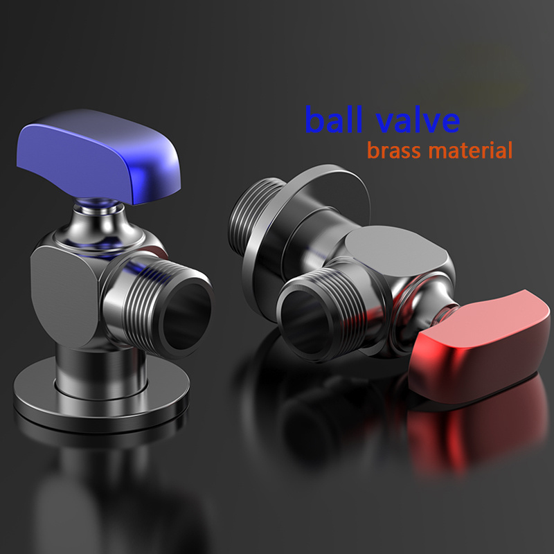 heater valve Bathroom High Flow Polished Angle Valve Full Copper Handle Big Flow Ball Core Angle Valve