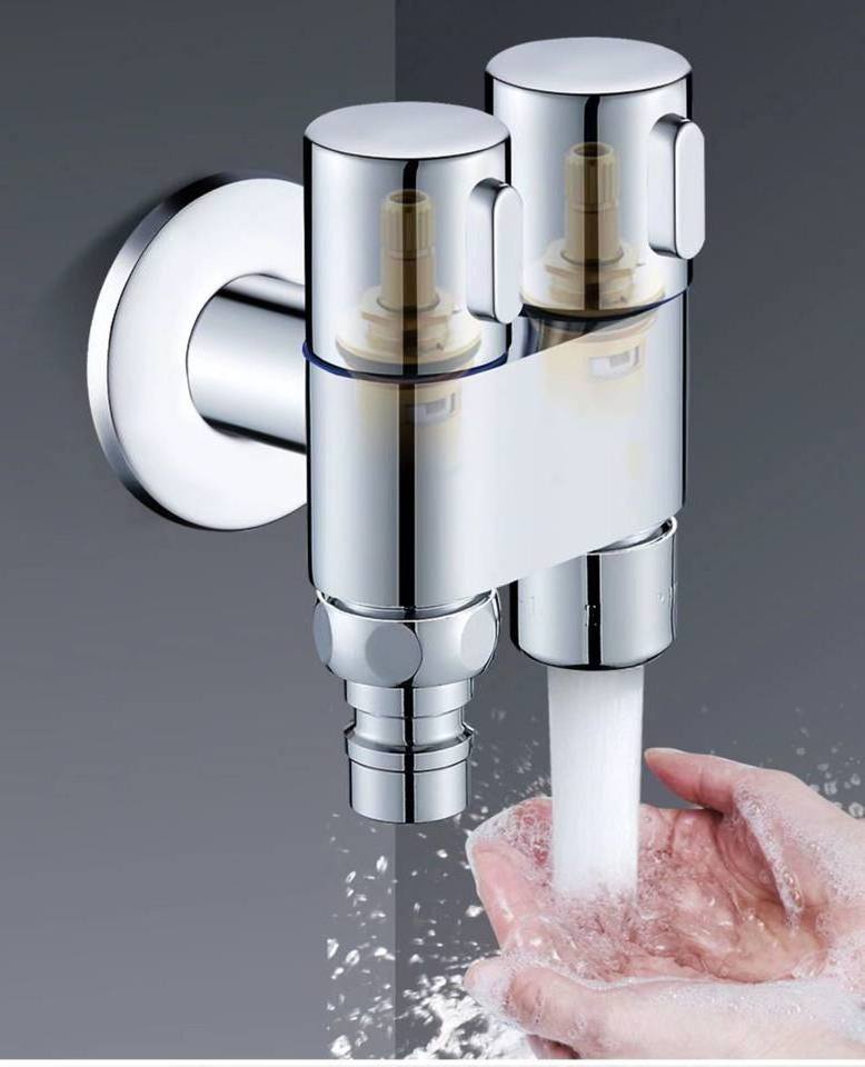 Toilet Bidet Diverter Valve 3 Way Kitchen Faucet Adapter 1 into 2 out Double Control Double Switch Angle Valve