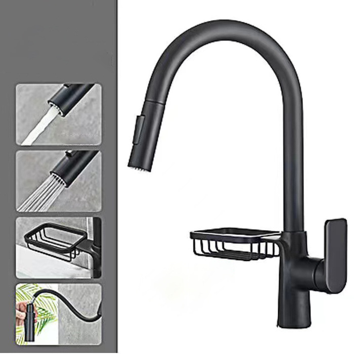 Factory Wholesale New Design Gold Modern Kitchen Faucet Single Handle Pull Down Single Hole Sink Faucet