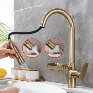 Factory Wholesale New Design Gold Modern Kitchen Faucet Single Handle Pull Down Single Hole Sink Faucet