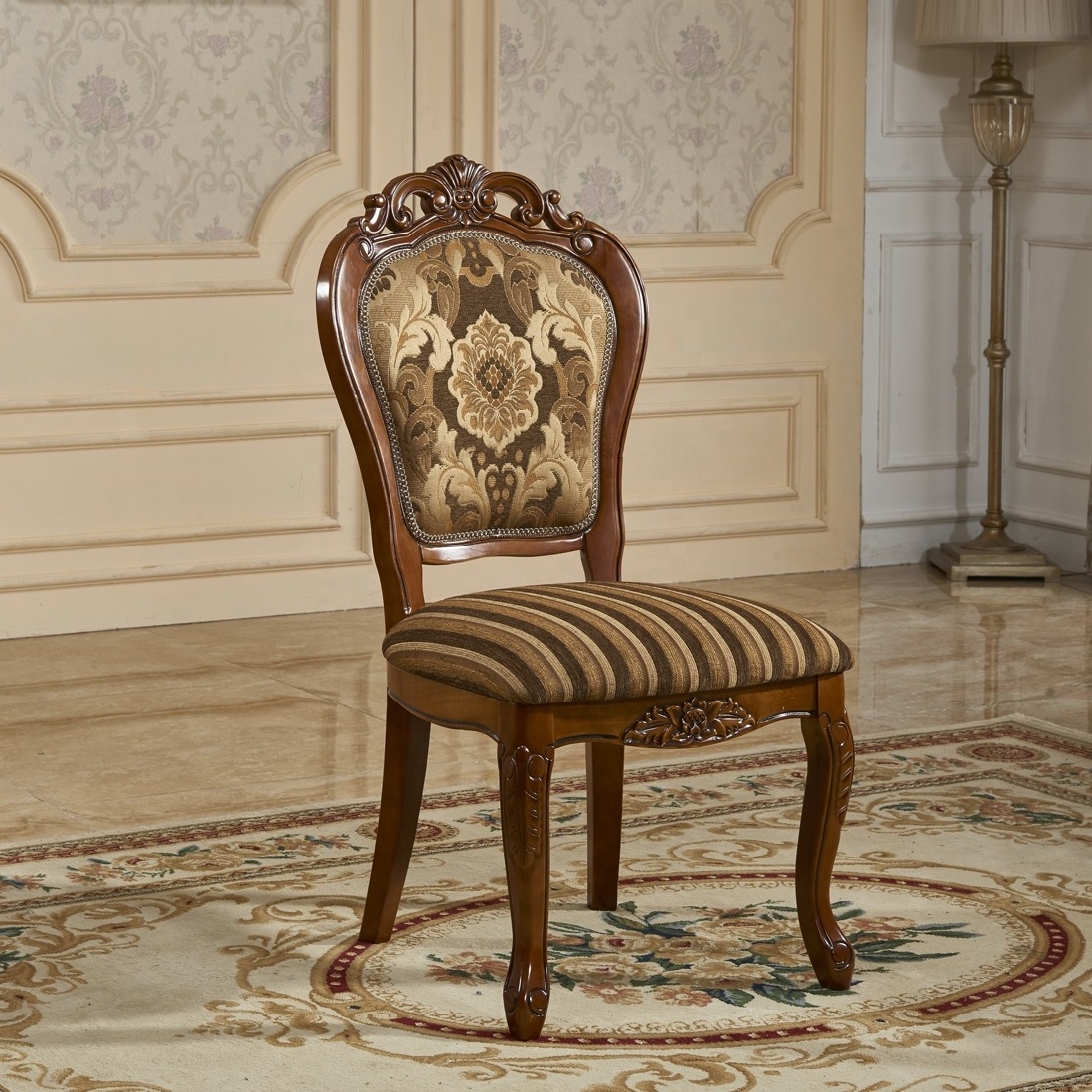 Customization wholesale popular America luxury antique nordic wooden carved back wood dinning chair for dining table