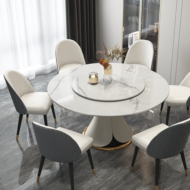 High Quality Modern Luxury Multifunctional Round Marble Dining Table Sets  8 seater Rotating Dining Table