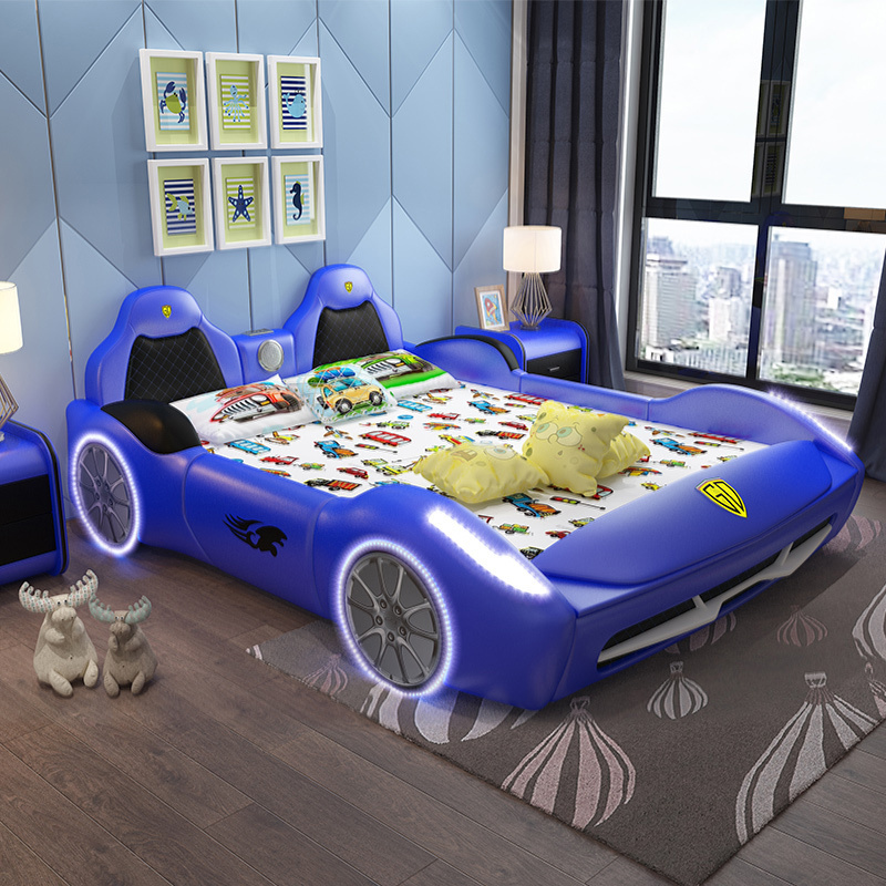 Sports car cartoon storage car bed children's  boy girl with guardrail single bed Kid Racing Car Bed Modern Bedroom Furniture