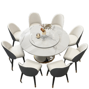 High Quality Modern Luxury Multifunctional Round Marble Dining Table Sets  8 seater Rotating Dining Table