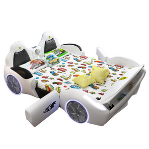 Sports car cartoon storage car bed children's  boy girl with guardrail single bed Kid Racing Car Bed Modern Bedroom Furniture