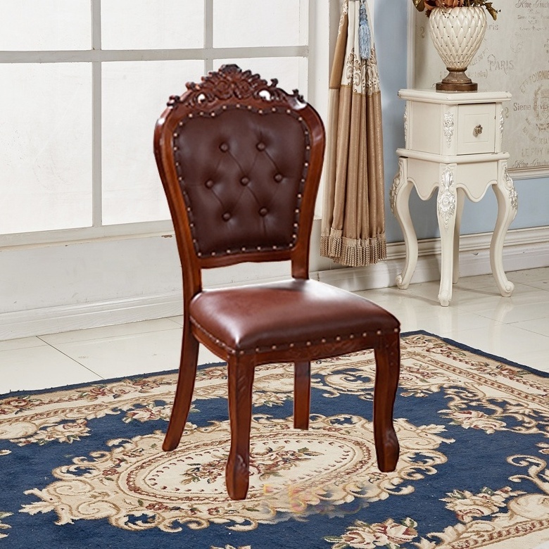 Customization wholesale popular America luxury antique nordic wooden carved back wood dinning chair for dining table