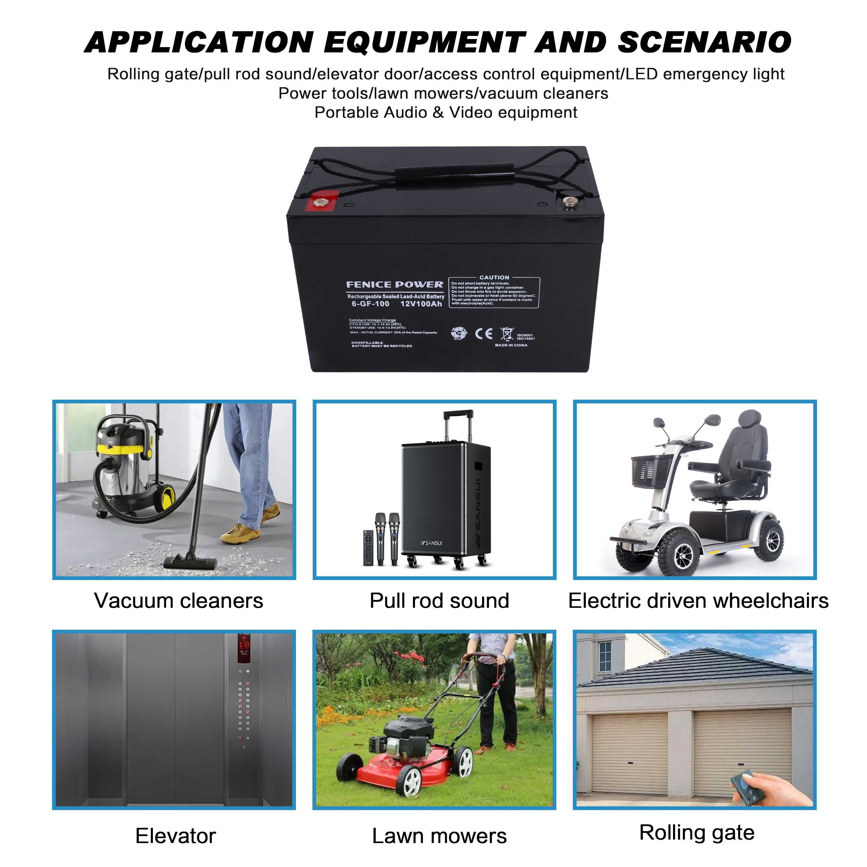 Fenice Power VRLA BATTERY NP SERIES Deep Cycle Sealed AGM Lead Acid Battery 12V 100AH for alarm system