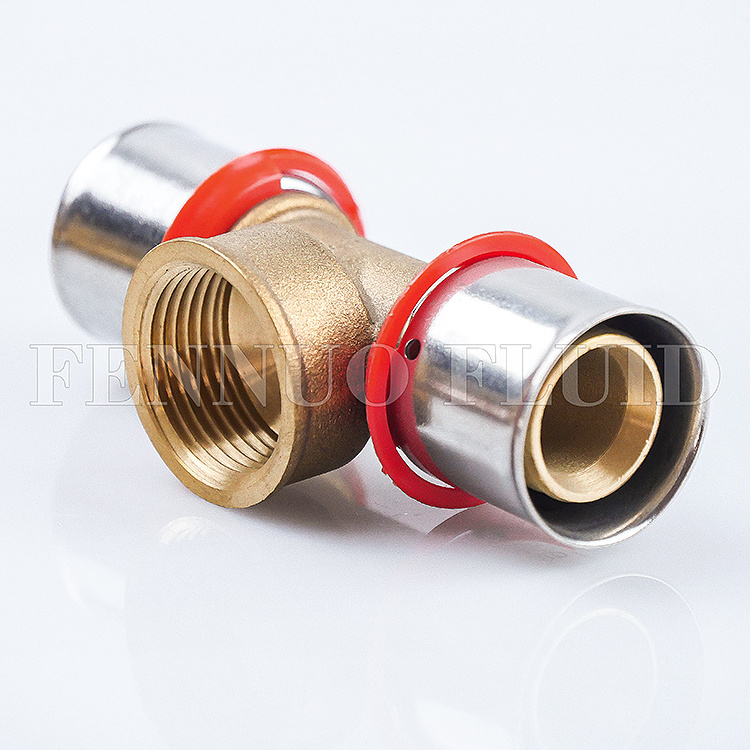 Hot sale Brass/Copper press fitting for pex al pex pipe  and  PEX 16mm Brass Fitting   tee