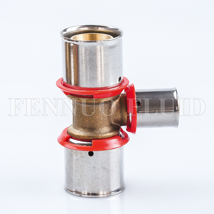 Hot sale Brass/Copper press fitting for pex al pex pipe  and  PEX 16mm Brass Fitting   tee