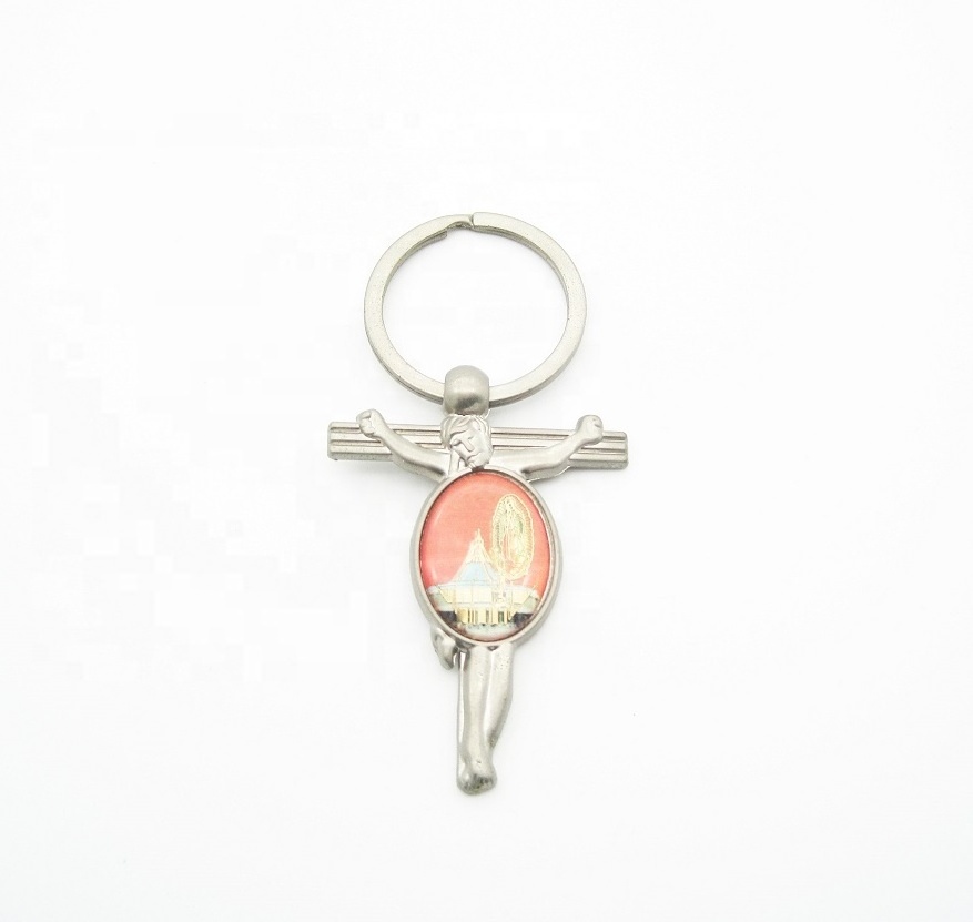 manufacture custom keyring religious cross keychain