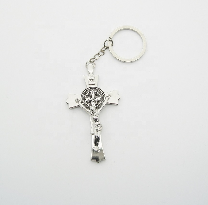 manufacture custom keyring religious cross keychain