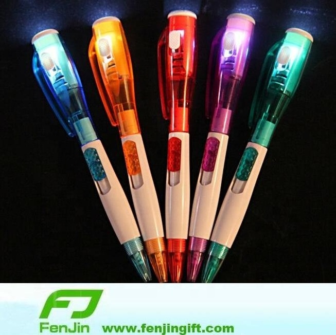 Cheap flashlight ballpoint pen custom print logo plastic Led pen with flashlight for outdoor promotion