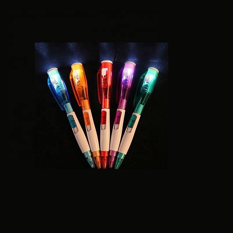 Cheap flashlight ballpoint pen custom print logo plastic Led pen with flashlight for outdoor promotion