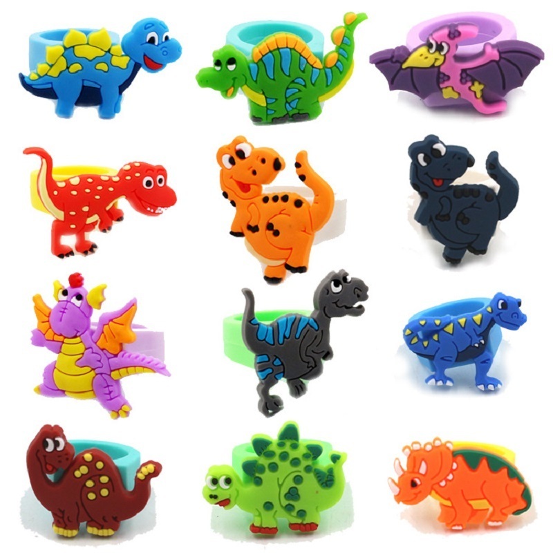 Customized wholesale animal carton Kids toy Child custom silicone rubber finger ring