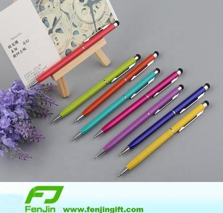 Metal stylus pen Custom Good quality soft touch rubber coating capacitive metal ballpoint pen with stylus