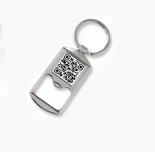 custom metal qr code bottle opener keychain with bar code