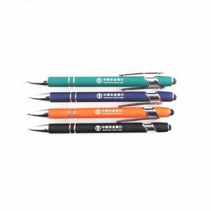 Metal stylus pen Custom Good quality soft touch rubber coating capacitive metal ballpoint pen with stylus