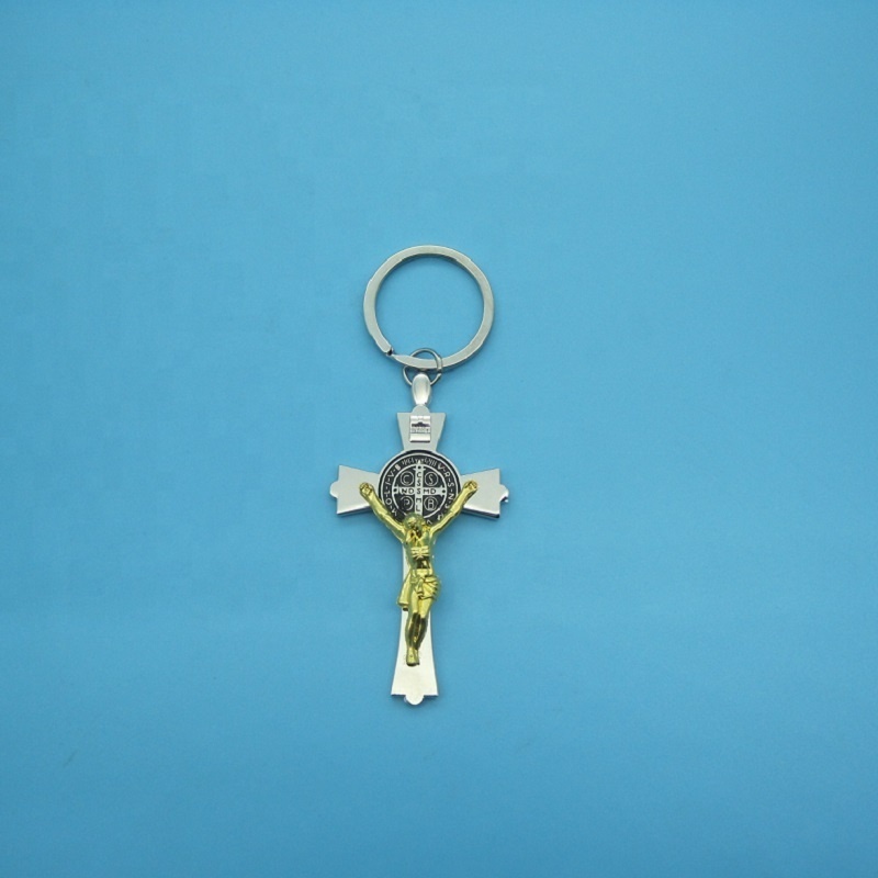 manufacture custom keyring religious cross keychain