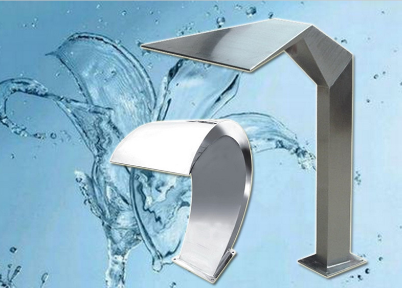 Manufacturer supply Stainless Steel Waterfall with led light for outdoor garden pool use