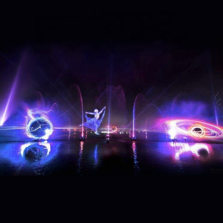 Outdoor lake sed floating 3d advertising laser fountain projection water screen