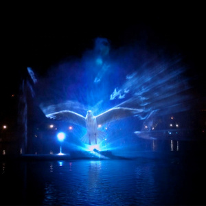 Outdoor lake sed floating 3d advertising laser fountain projection water screen