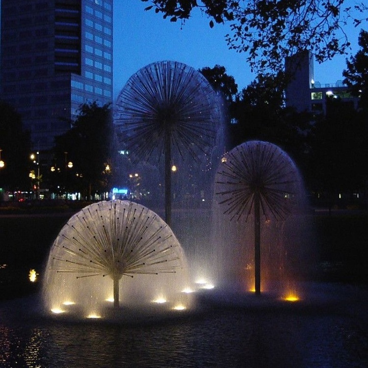 Stainless Steel Material Large Outdoor Crystal Dandelion Ball Floating Sphere Water Fountains