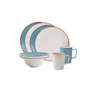 Unique antique style spray spot blue ceramic dinner set dinnerware round shape dinner set