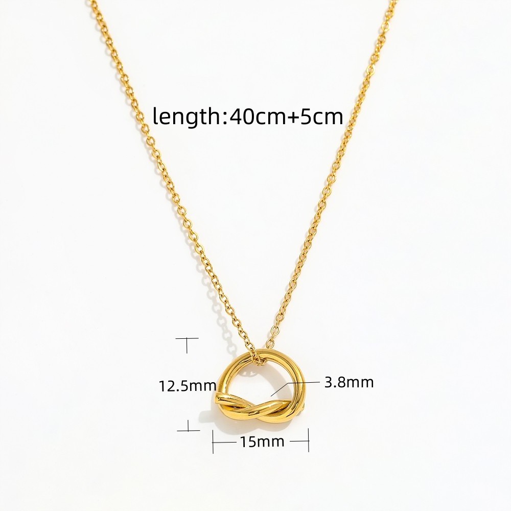 Fenny 18K Gold Plated Classic Fashion Twisted Circle Pendant Necklace Non Tarnish Stainless Steel Jewelry Wholesale