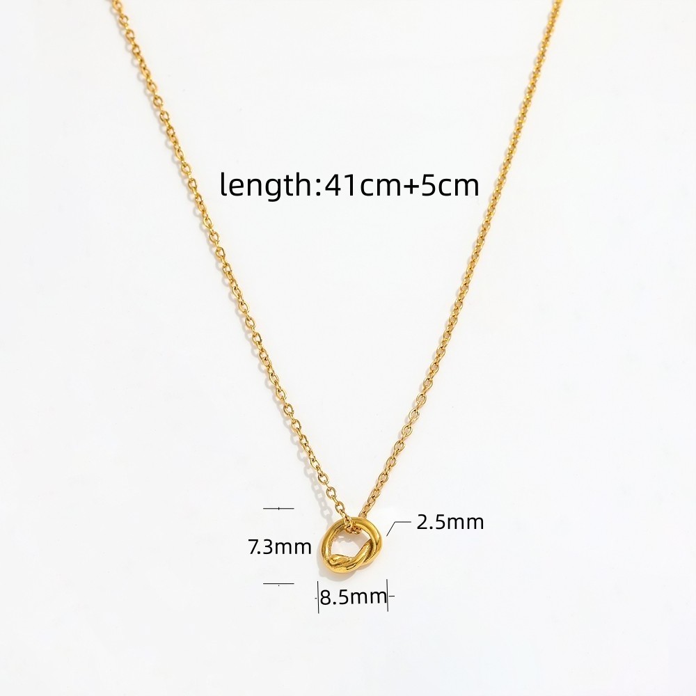 Fenny 18K Gold Plated Classic Fashion Twisted Circle Pendant Necklace Non Tarnish Stainless Steel Jewelry Wholesale