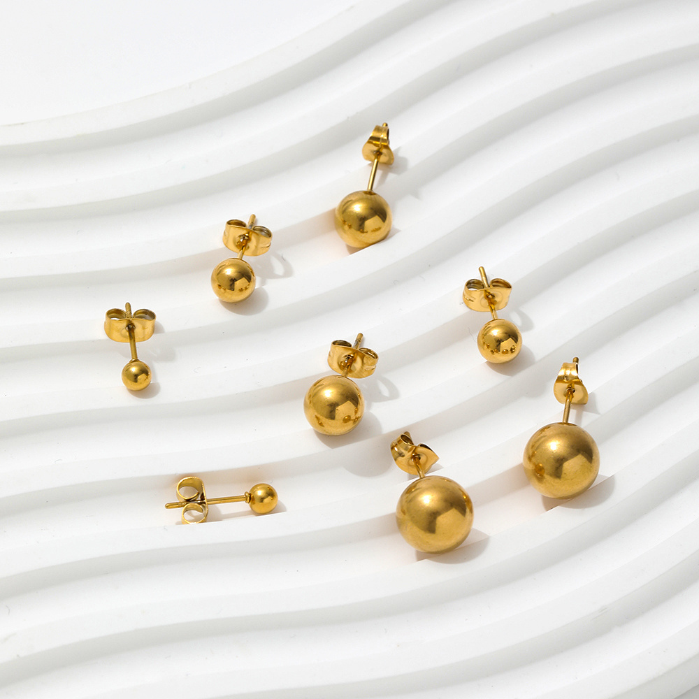 Fenny Fashion Earring 18K Gold-plated Wholesale Waterproof Mini Minimalist Ball Stainless Steel Stud Earring for Women